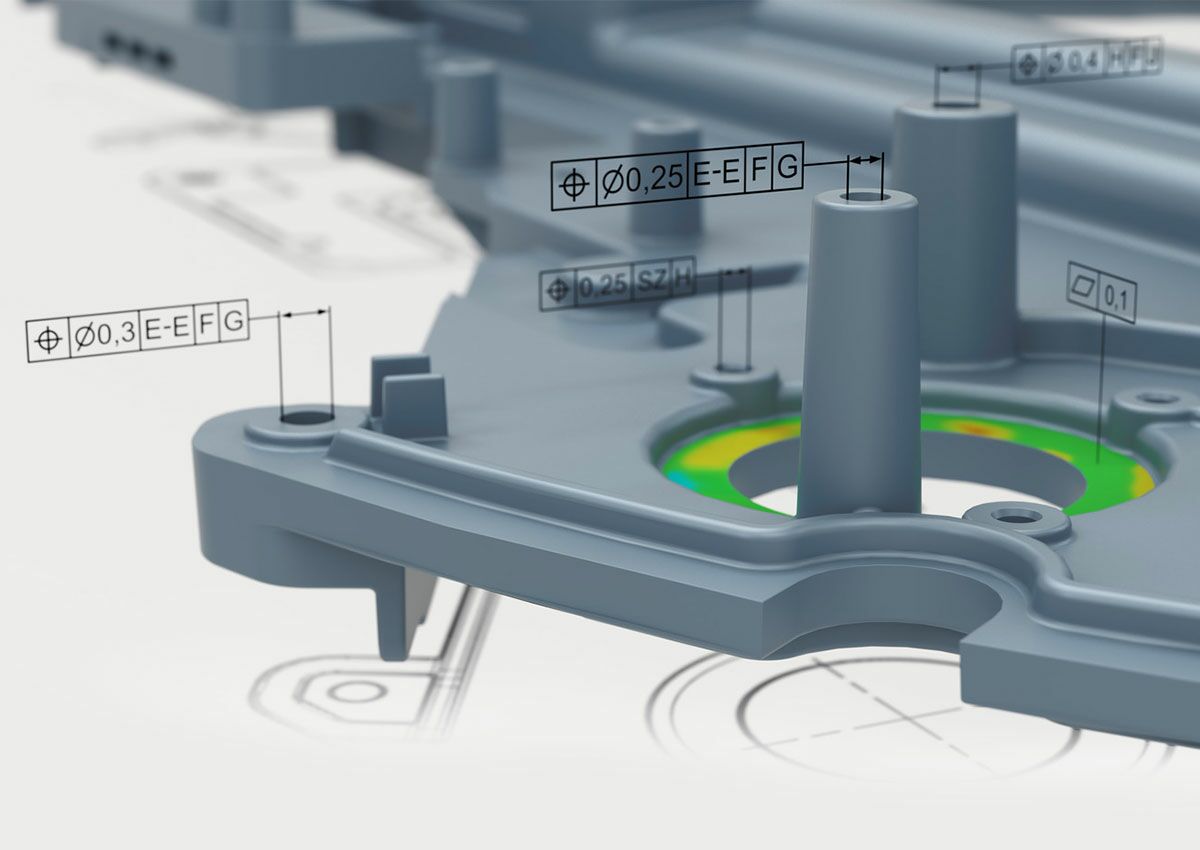 Bemaßung der Form- und Lagetoleranzen bei einem Bauteil