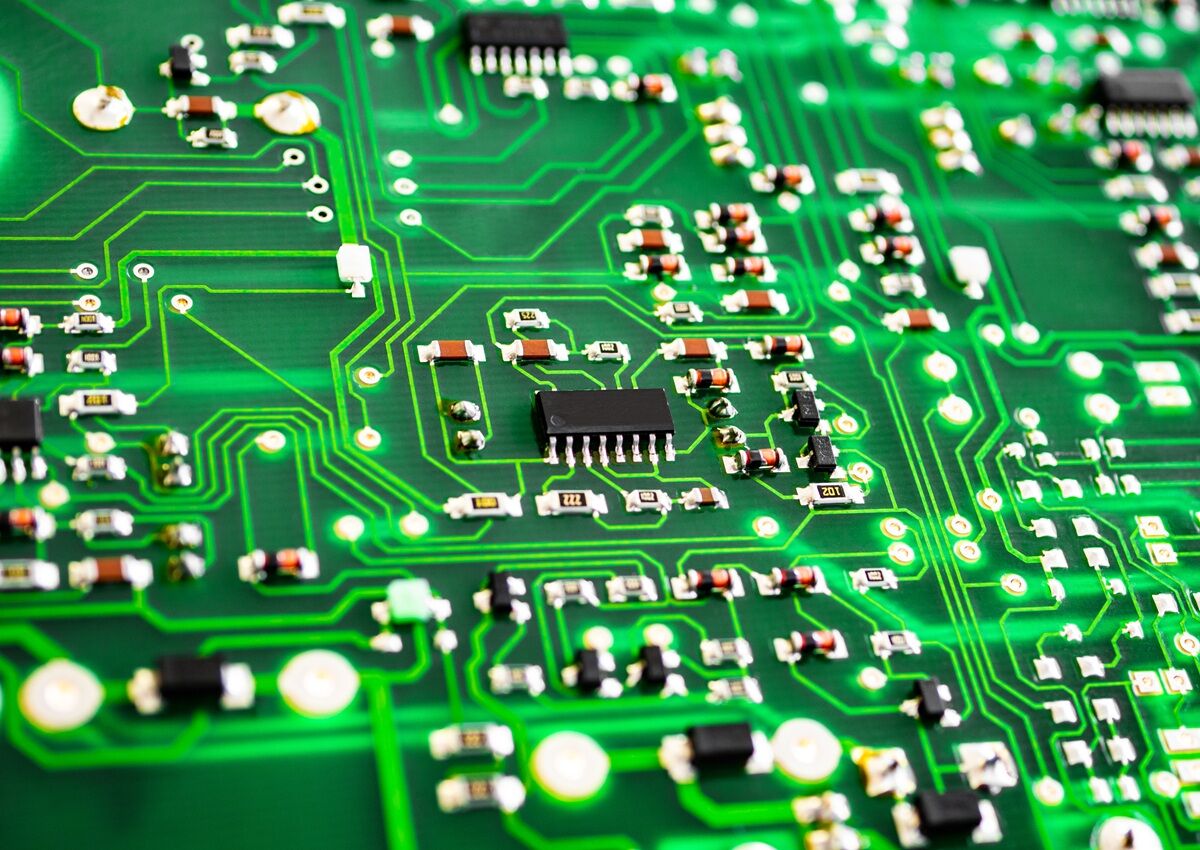 Printed circuit board used for ROSE testing to determine ionic contamination and evaluate the technical cleanliness of electronic assemblies.