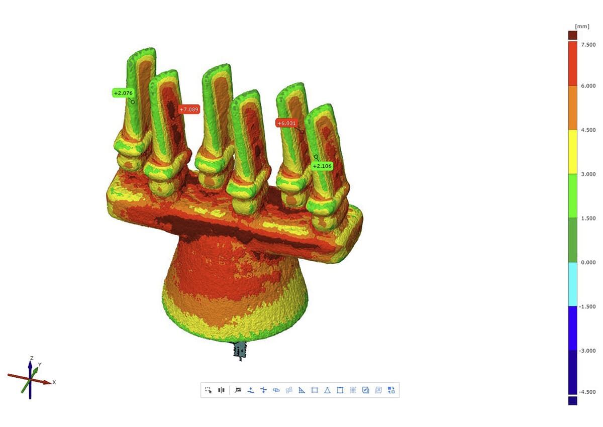 Wall thickness measurement on a cast ceramic