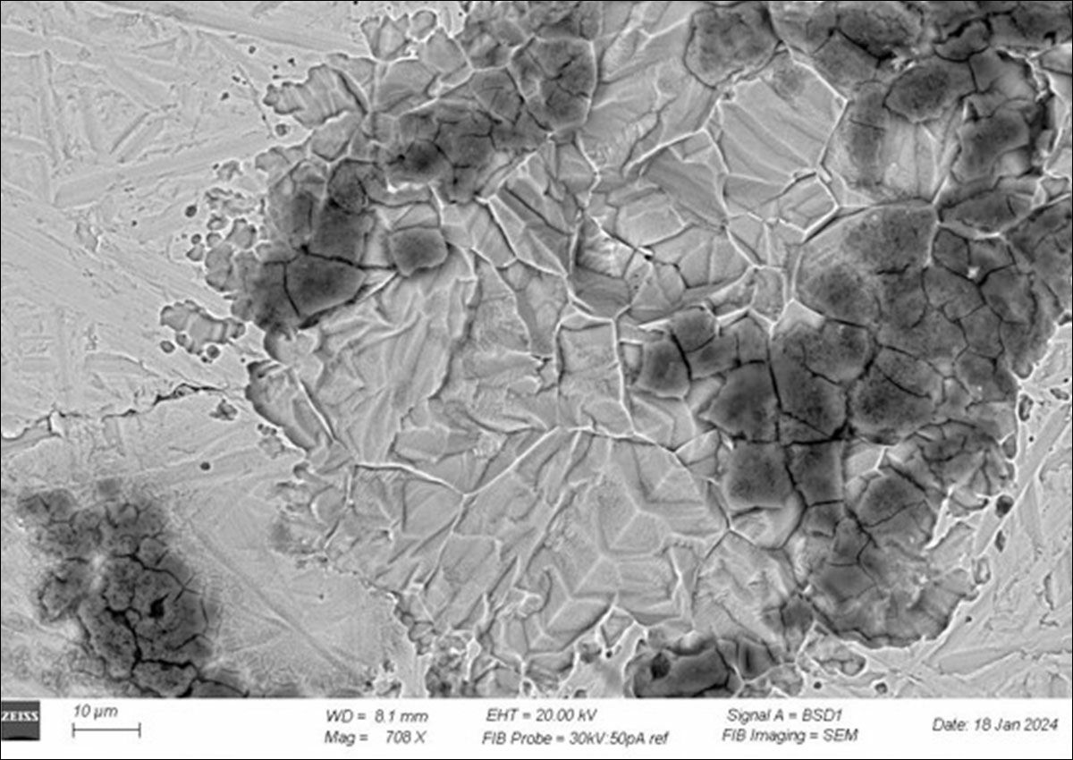 Corrosion depression on stainless steel sheet due to faulty coating