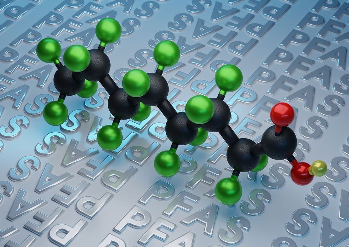 Molecule from the large group of per- and polyfluorinated alkyl compounds PFAS